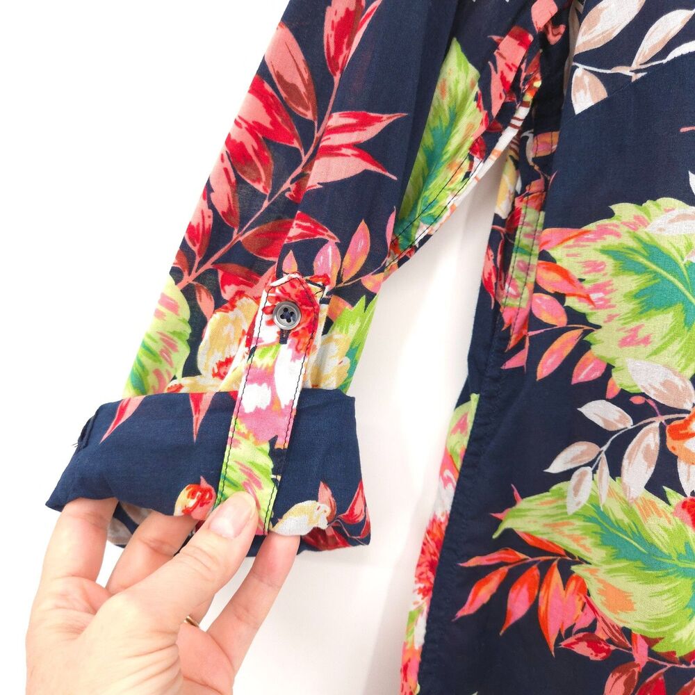Talbots floral button down Size M 100% cotton - image 3